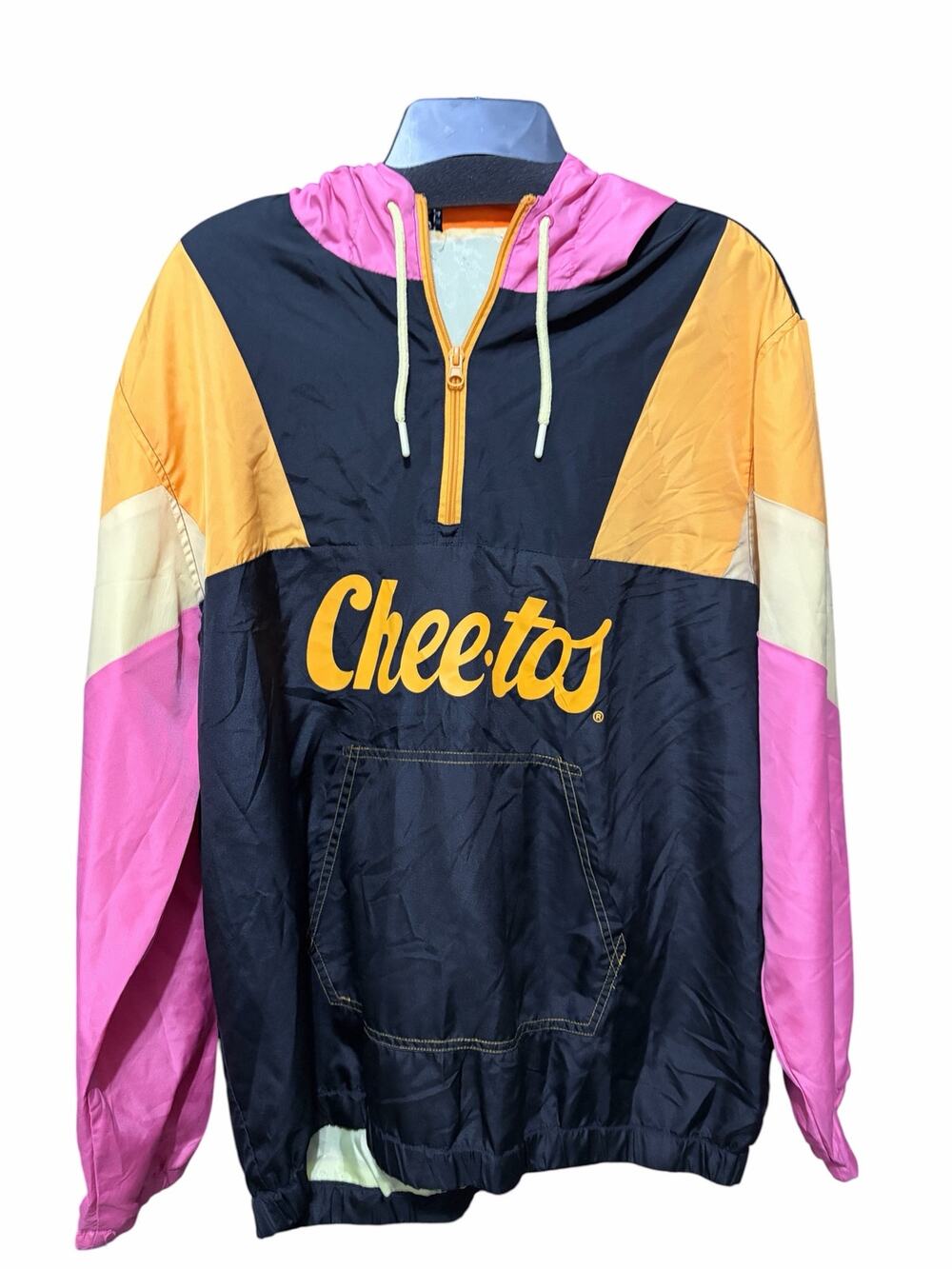 Cheetos Chester Cheetah Windbreaker Jacket Colorblock Hooded Pullover Sz L